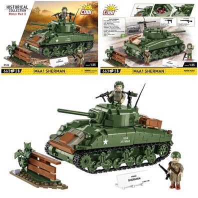 COBI 3126 Historical Collection M4A1 Sherman Panzer Klemmbaustein Set