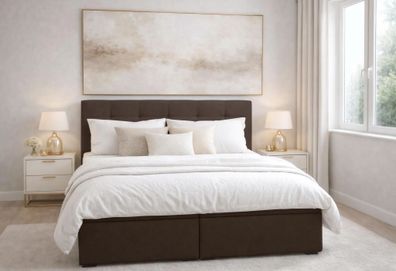 AX LIVING Boxspringbett Galata 140x200 Brown ohne Topper Bettkasten Komfortbett