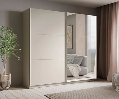 AX LIVING Keiderschrank Schiebetüren Spiegel Lunoria 221 cm Kaschmir