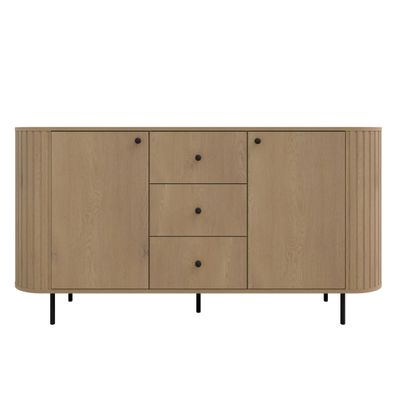 AX LIVING Kommode Halay Eiche Cremona 2 Türen & 3 Schubladen Moderne Rillenstruktur 1