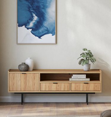 AX LIVING Nordiva Lowboard 150 cm Warmia Walnut Holz TV Möbel Modern