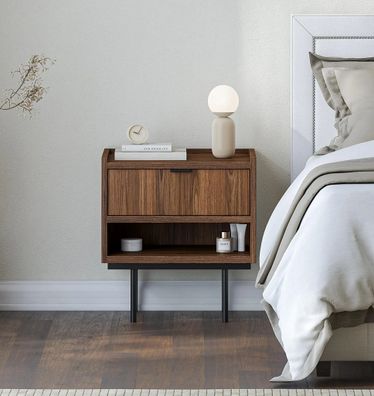 AX LIVING Nordiva Nachttisch Kommode 40 cm Warmia Walnut Holz Modern