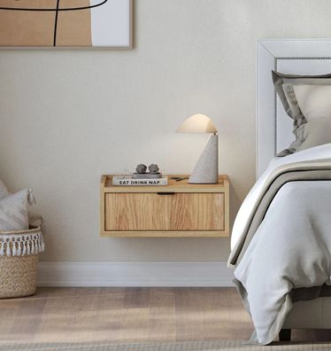 AX LIVING Nordiva Nachttisch mit Schublade 40 cm Hikora Natur hängend