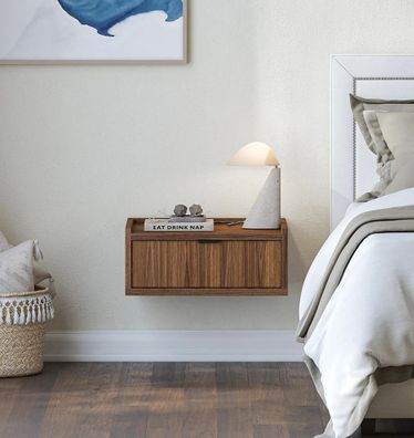 AX LIVING Nordiva Nachttisch mit Schublade 40 cm Warmia Walnut hängend