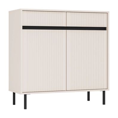 AX LIVING Sideboard Bodrum Kommode 2 Türen 2 Schubladen 100 cm Sandbeige