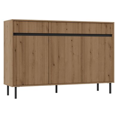 AX LIVING Sideboard Bodrum Kommode 3 Türen 3 Schubladen 149 cm Eiche Evoke