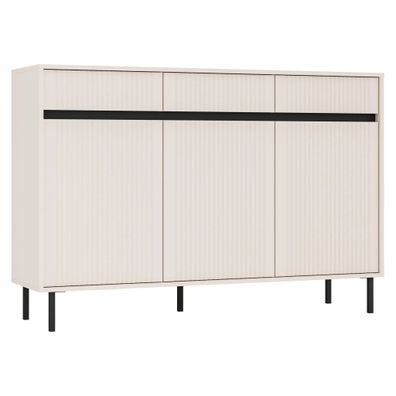 AX LIVING Sideboard Bodrum Kommode 3 Türen 3 Schubladen 149 cm Sandbeige