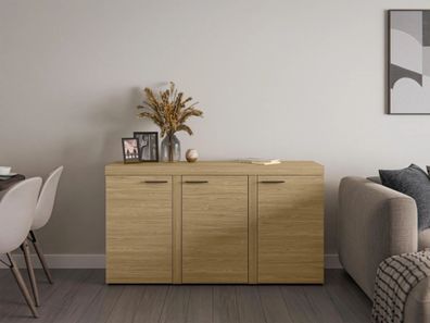 AX LIVING Sideboard Wohnzimmer Spacoro 3T - Modern in Geölte Eiche