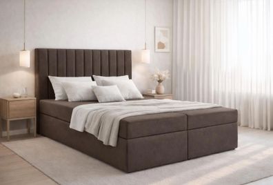 AX LIVING Stauraum Boxspringbett Brown 180x200 cm ohne Topper Bursa Doppelbett
