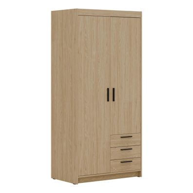 AX LIVING Storicos 2T3S Kleiderschrank Geölte Eiche mit schubladen 89,7 cm