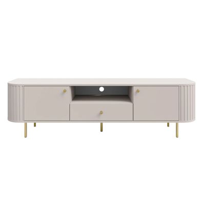 AX LIVING TV-Schrank Halay Beige, 2 Türen & 1 Schublade Moderne Rillenstruktur 180,6