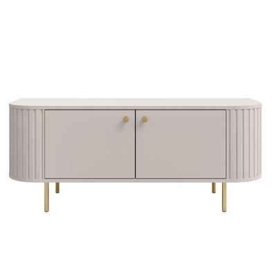 AX LIVING TV-Schrank Halay Beige, 2 Türen Moderne Rillenstruktur 123 cm, mit runden K