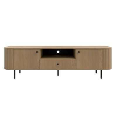 AX LIVING TV-Schrank Halay Eiche Cremona, 2 Türen & 1 Schublade Moderne Rillenstruktu