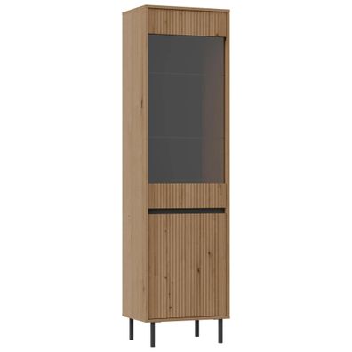 AX LIVING Vitrine Bodrum Hochschrank 2 Türen Glas 56 cm Eiche Evoke