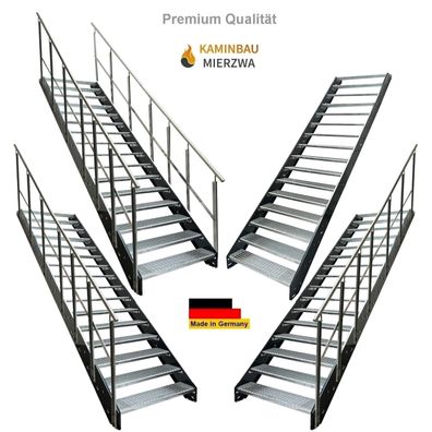 Wangentreppe Geländer 16 Stu. Wangen Pulverlackiert H:304cm