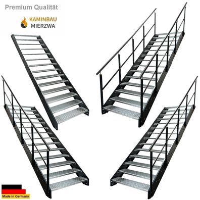 Wangentreppe Geländer 14 Stu. Wangen und Geländer Pulverlackiert H:266cm