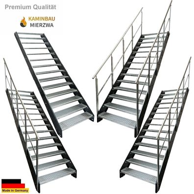Wangentreppe Geländer 14 Stu. Wangen Pulverlackiert H:266cm