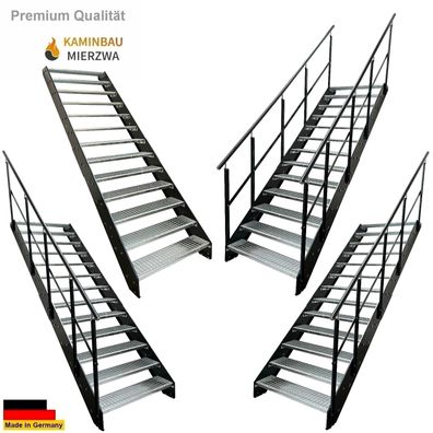 Wangentreppe Geländer 13 Stu. Wangen und Geländer Pulverlackiert H:247cm