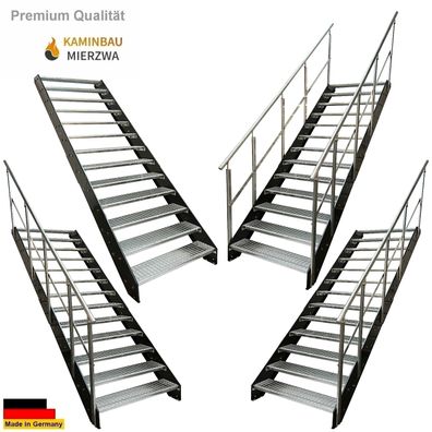 Wangentreppe Geländer 13 Stu. Wangen Pulverlackiert H:247cm