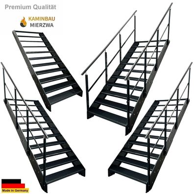 Wangentreppe Geländer 11 Stu. Ganz Pulverlackiert H:209cm