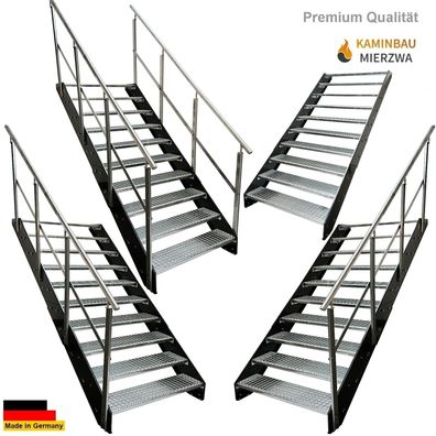 Wangentreppe Geländer 10 Stu. Wangen Pulverlackiert H:190cm