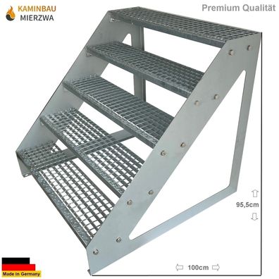 Treppe Freistehend 5 Stufen Verzinkt H:95cm