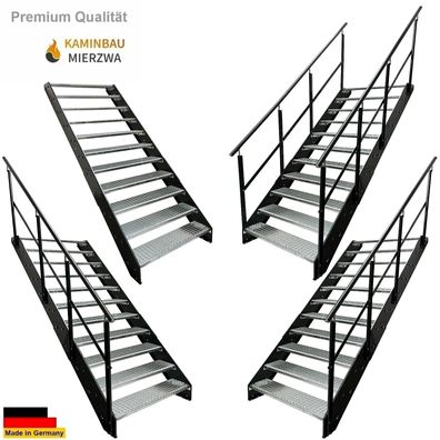 Wangentreppe Geländer 11 Stu. Wangen und Geländer Pulverlackiert H:209cm