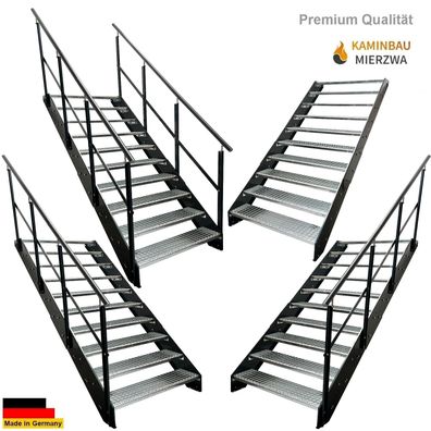 Wangentreppe Geländer 10 Stu. Wangen und Geländer Pulverlackiert H:190cm