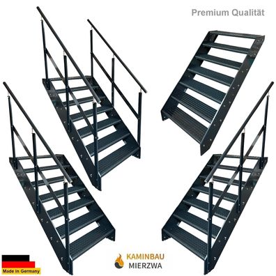 Wangentreppe Geländer 7 Stu. Ganz Pulverlackiert H:133cm