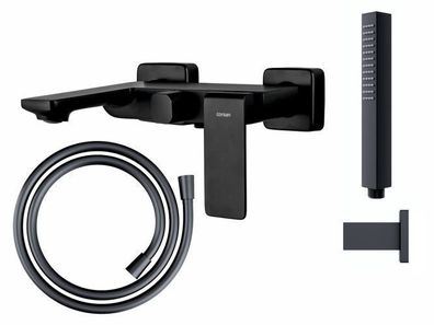 Komplette Set Badewannenarmatur Wasserhahn TRINO Wannenarmatur Badezimmer in Schwarz