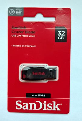 NEU: 32GB SanDisk Cruzer Blade USB Stick Flash Drive 32 GB SDCZ50-032G-B35