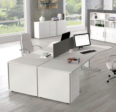 Anstellcontainer weiß mit wählbarer Abdeckplatte