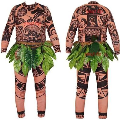 Moana Maui Cosplay Kostém Set Kinder Erwachsene Halloween Outfit