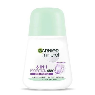 Garnier Mineral Antitranspirant 6-in-1 Schutz, Blütenduft, Roll-On, 50ml