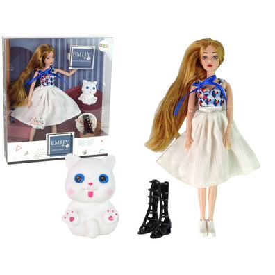 Leantoys Babypuppe. Puppe mit Katzenhaar und langen braunen Haaren