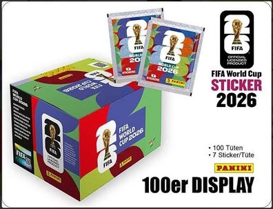 Panini World Cup WM 2026 Fußball Display Box 100 Tüten 700 Sticker NEU!