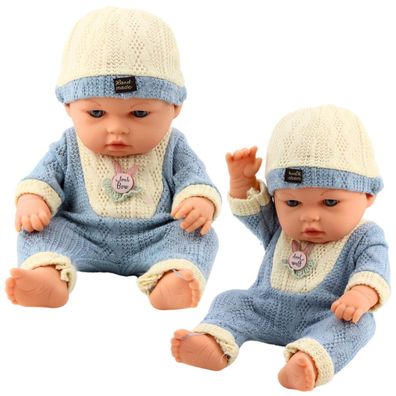 CARUNO Babypuppe 29 cm in blauer Strickkleidung