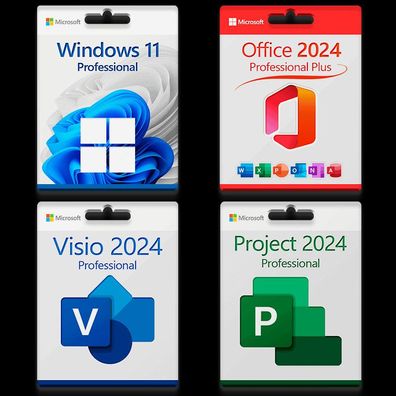 Microsoft Office 2024 Pro Plus + Windows 11 Pro + Visio 2024 + Project 2024 3PC