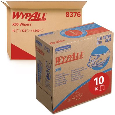 WypAll X60 Wischtécher 126 Stéck Zupfbox 1-lagig weiß 8376