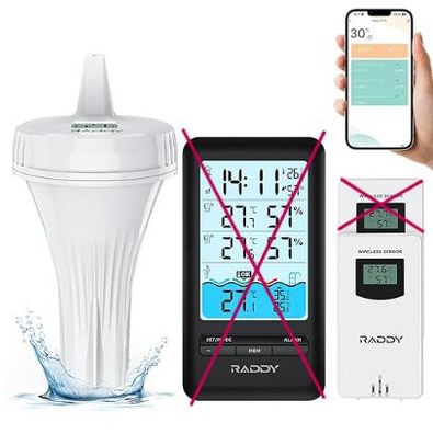 Raddy PT-3 WLAN Poolthermometer schwimmend leicht ablesbar