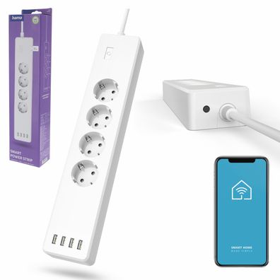 Hama smarte WLAN-Steckdosenleiste 4-fach einzeln schaltbar 4xUSB