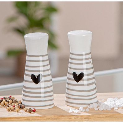 2tlg. Set Salz-/ & Pfefferstreuer Amore weiß, Gilde Handwerk