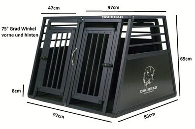 Doghead - Hundetransportbox Alu 97x85x69 PRO - Neu - Hundebox Hundekäfig Transportbox
