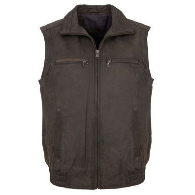 Maddox - Herren Echtleder Lederweste Lammnubuk braun antik