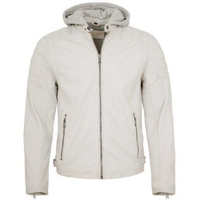 Mauritius - Herren Lederjacke Bikerjacke Lammnappa offwhite