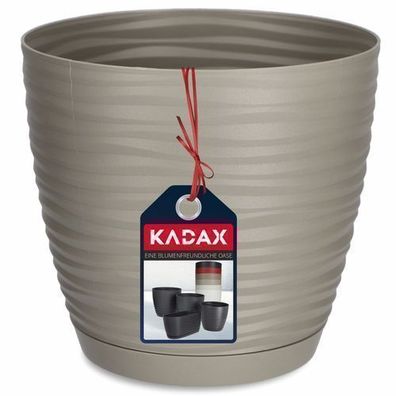 KADAX Blumentopf mit Untersetzer, aus Kunststoff, rund, 17 cm, Grau