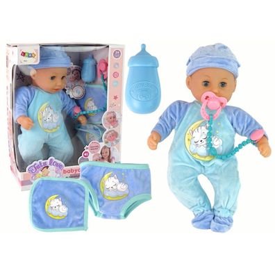 Leantoys Baby Doll Sound Dummy Slab Blauer Katzen-Pyjama