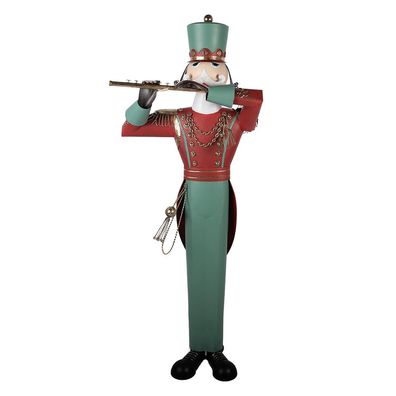 Clayre & Eef Weihnachtsdekorationsfigur Nussknacker 70x48x163 cm Grün Metall