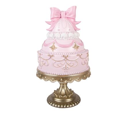Clayre & Eef Weihnachtsdekorationsfigur Kuchen Ø 19x33 cm Rosa Kunststoff