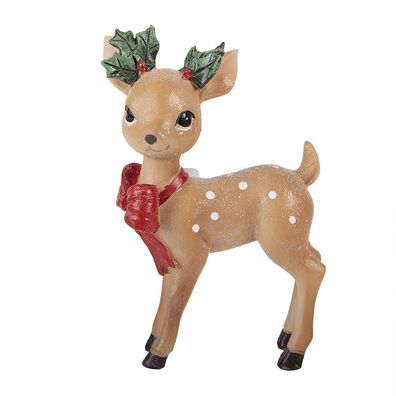 Clayre & Eef Weihnachtsdekorationsfigur Hirsch 9x5x14 cm Braun Kunststoff